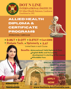 Dot n Line Institute Diploma and Certificate courses in paramedical and allied health sciences Lucknow- ALL COURSES FLYER- DNL All COurses 4x5