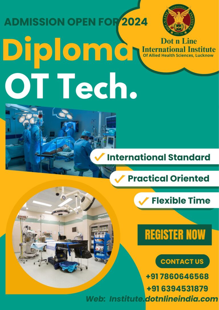 Dot n Line Institute Diploma and Certificate courses in paramedical and allied health sciences Lucknow- Diploma OT Tech FLYER