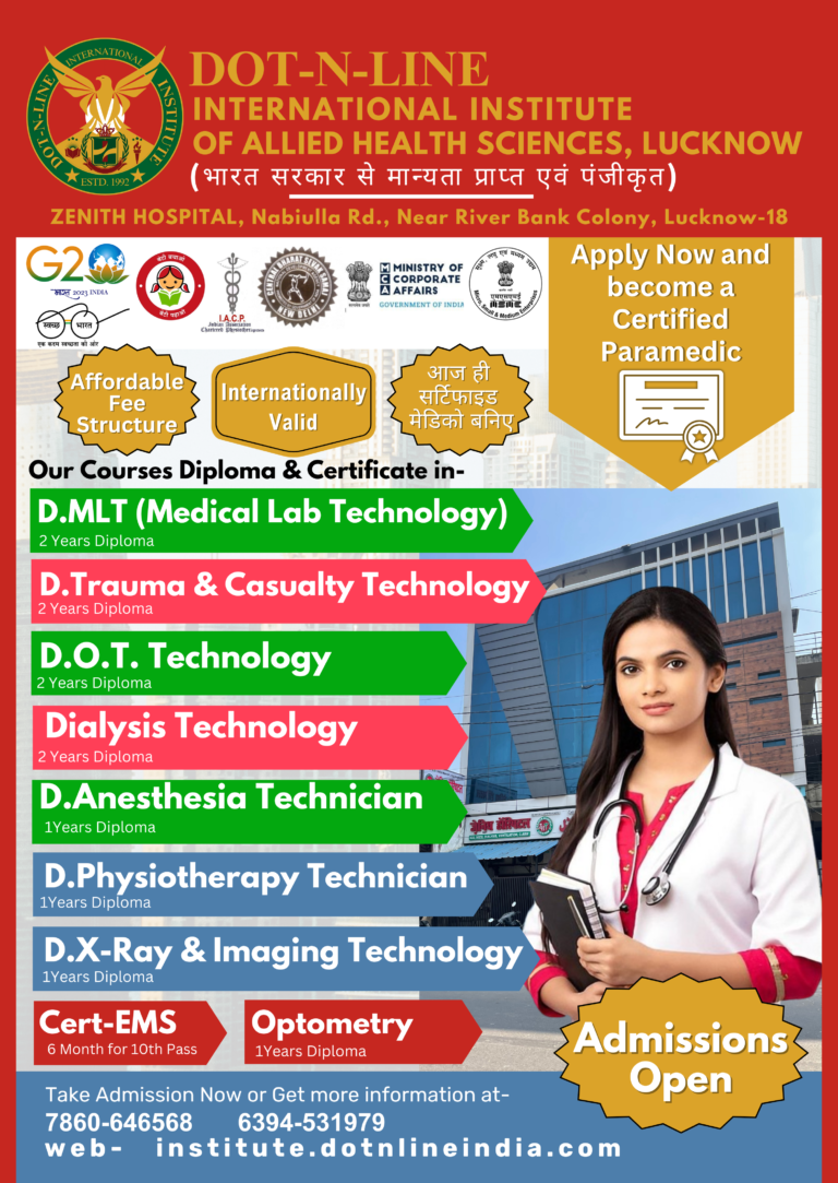 Dot n Line Institute Diploma and Certificate courses in paramedical and allied health sciences Lucknow- ALL COURSES FLYER