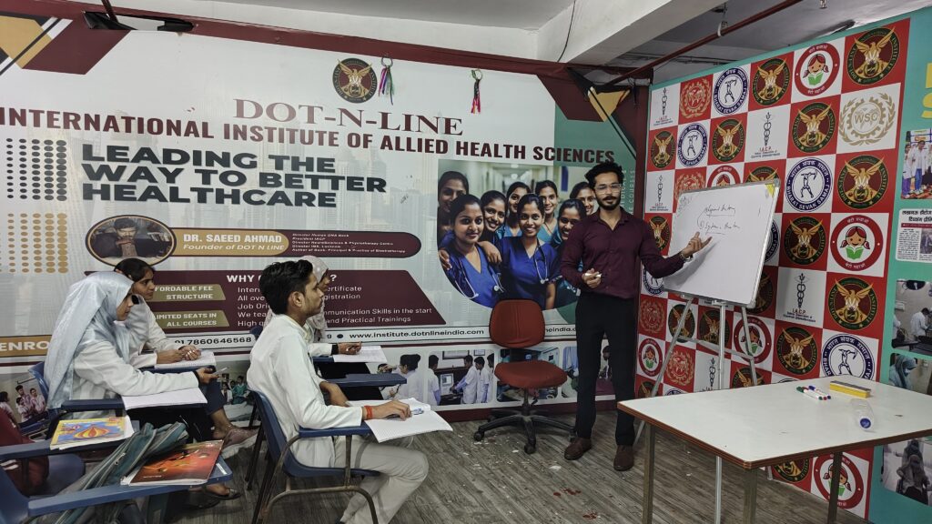 Dr Saif Sir taking Theory Classes of Paramedical Students of Batch 2024 and Batch 2025 at Dot n Line Institute Zenith Hospital