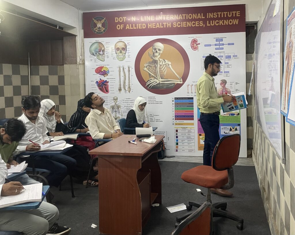Mr Sakib Khan taking Theory Classes of Paramedical Students of DMLT and DOTT Batch 2024 at Dot n Line Institute Zenith Hospital