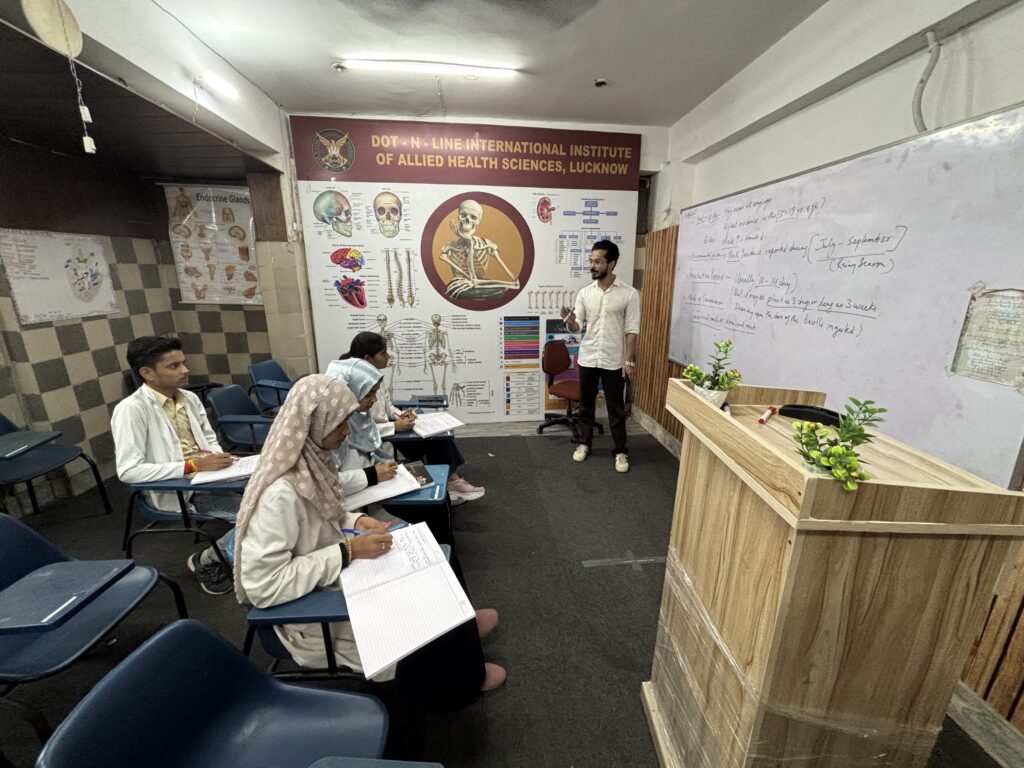 Dr Saif Sir taking Theory Classes of Paramedical Students of Batch 2024 and Batch 2025 at Dot n Line Institute Zenith Hospital