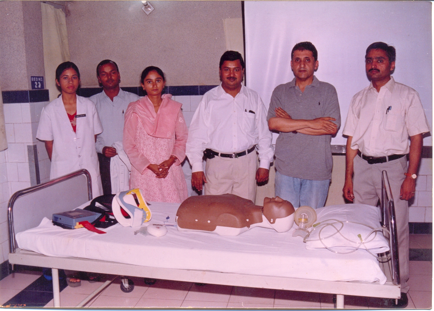 NPC (Dot n Line's Physiotherapy College) taking BLS Training at Harmain Hospital by trained professional from APOLLO HOSPITAL, New Delhi