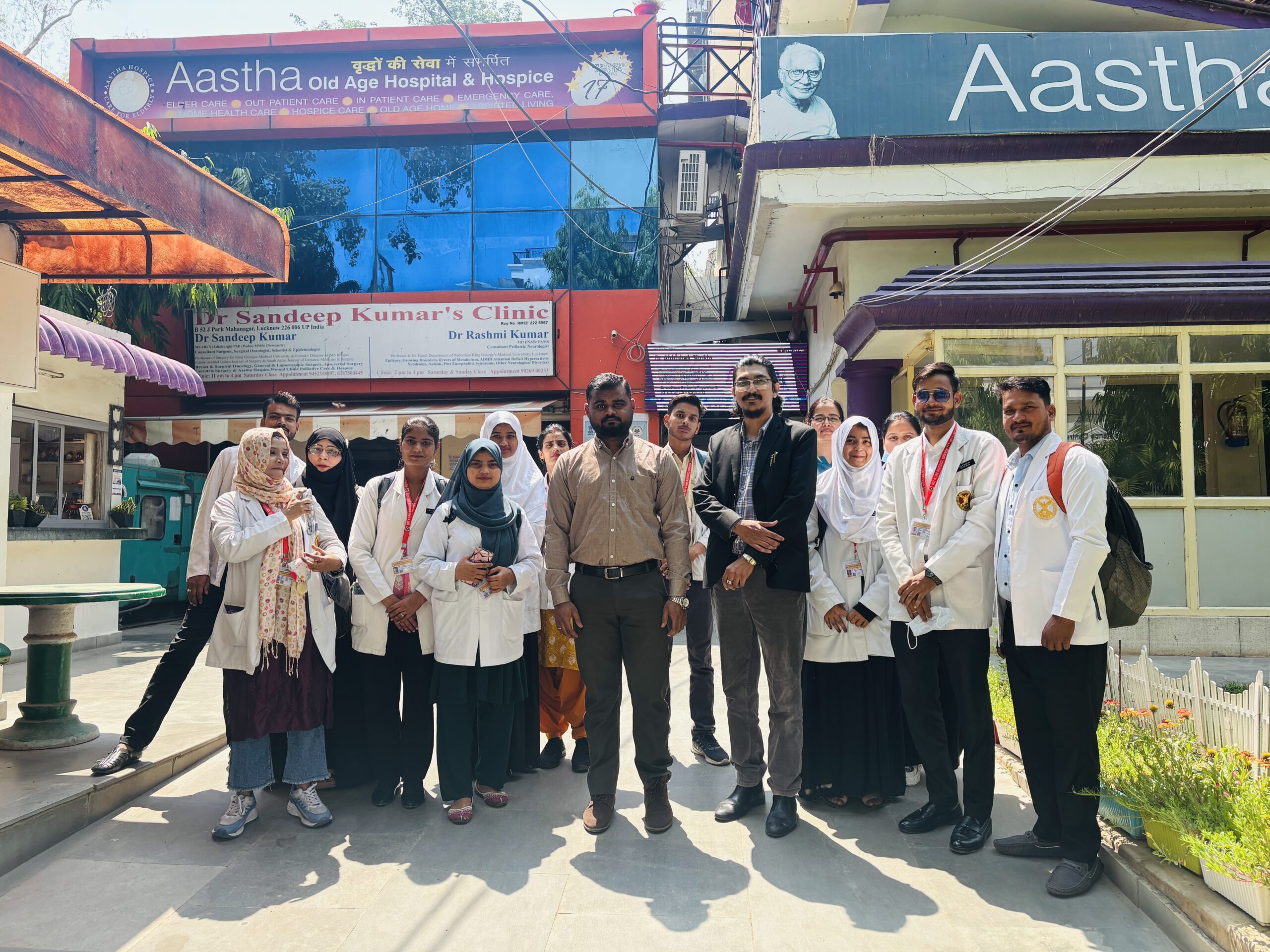 Dr Mohd Saad and Shoaib Sir with Students at Clinical Visit Day 1 Aastha Hospital for Geriatric Care And Hospice Centre, Kapoorthala, Lucknow 11-05-2026