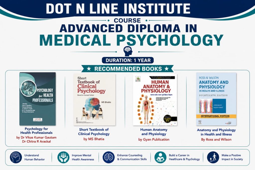 ADVANCED DIPLOMA MEDICAL PSYCHOLOGY recommended Books by Dot n Line International Institute of Allied Health Sciences Lucknow, Uttar Pradesh, India