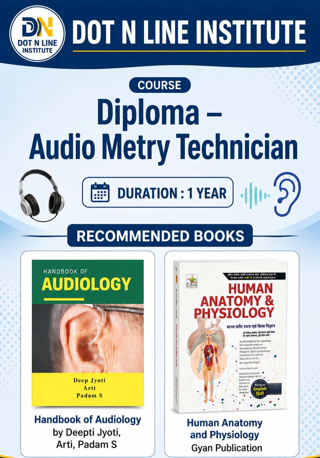 AUDIO METRY TECH recommended Books by Dot n Line International Institute of Allied Health Sciences Lucknow, Uttar Pradesh, India