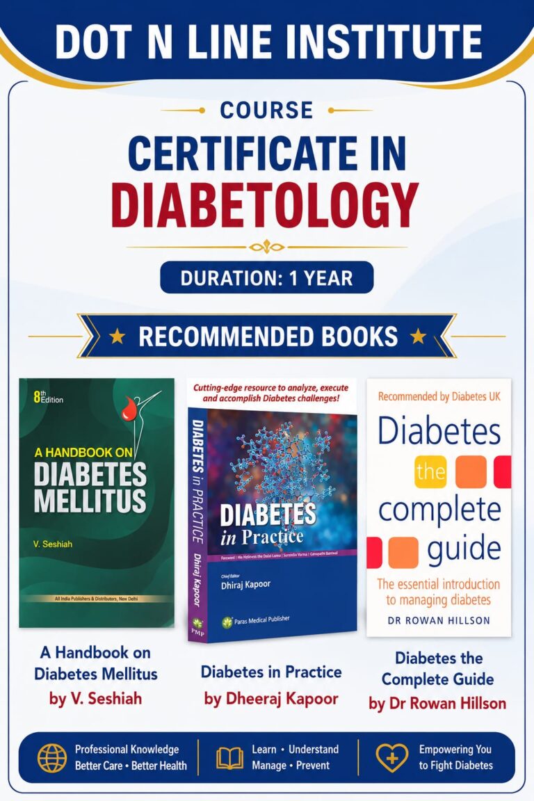 CERTIFICATE DIABETOLOGY recommended Books by Dot n Line International Institute of Allied Health Sciences Lucknow, Uttar Pradesh, India