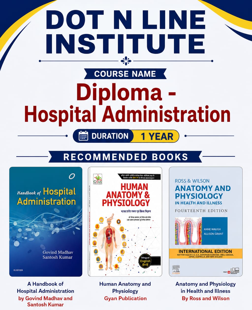 DHA (Hospital Administration) recommended Books by Dot n Line International Institute of Allied Health Sciences Lucknow, Uttar Pradesh, India