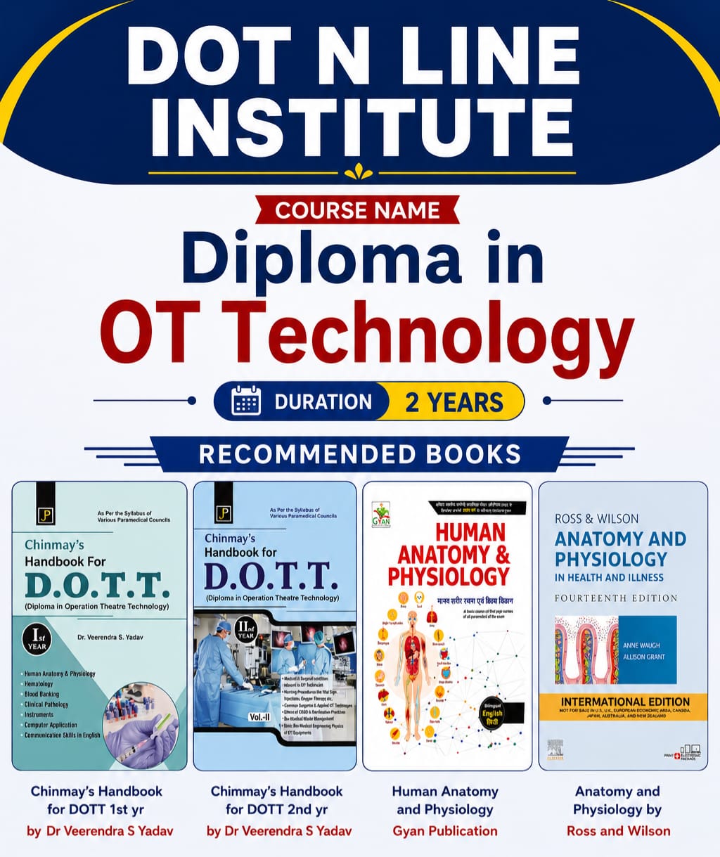 DOTT (Diploma in Operation Theatre Technology) recommended Books by Dot n Line International Institute of Allied Health Sciences Lucknow, Uttar Pradesh, India